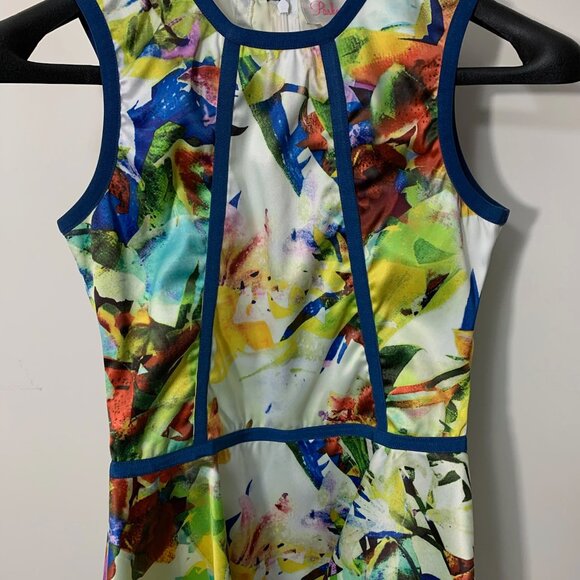 Parker Silk Floral Peplum Top Multicolor Print Small - Picture 3 of 3